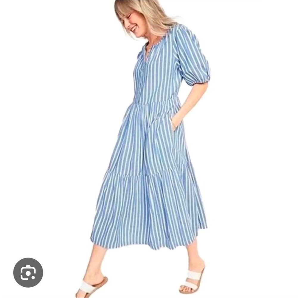 Old Navy Waist-Defined Striped Tie-Belt Midi Wrap Dress XLarge
